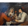 Paire de tableaux \"Scène d\'intérieur\"