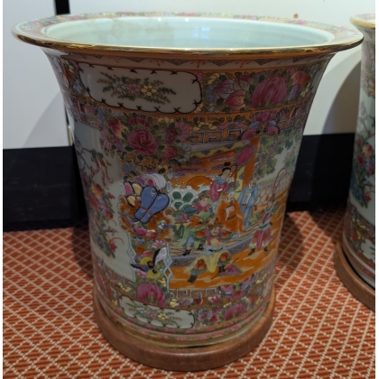 Pair of large ‘Famille Rose’ planters