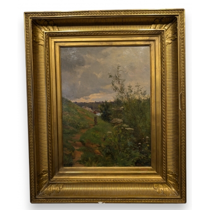 Tableau \"Bord de la Meuse\" signé VUFFREY