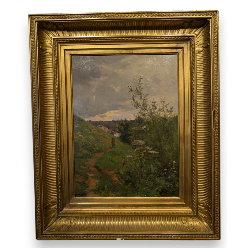 Tableau \"Bord de la Meuse\" signé VUFFREY