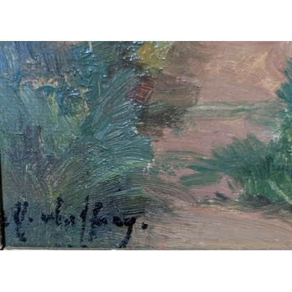 Tableau \"Bord de la Meuse\" signé VUFFREY