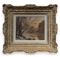 Tableau "Soir au bord du Rhône" signé HORNUNG
