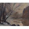 Tableau \"Soir au bord du Rhône\" signé HORNUNG