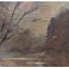 Tableau \"Soir au bord du Rhône\" signé HORNUNG