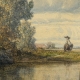Aquarelle "Le chasseur" signé C. TROYON
