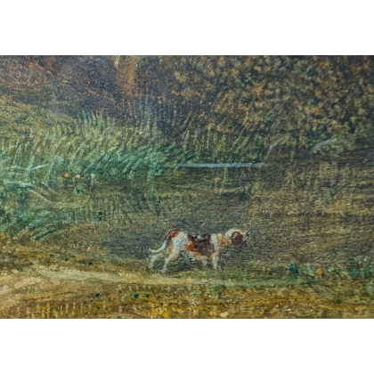 Aquarelle "Le chasseur" signé C. TROYON