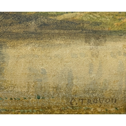 Aquarelle "Le chasseur" signé C. TROYON