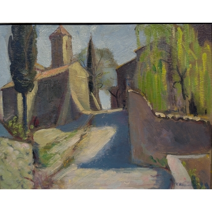 Tableau \"Cagnes\" signé R. HEUDEBERT