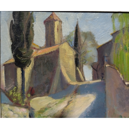 Tableau \"Cagnes\" signé R. HEUDEBERT
