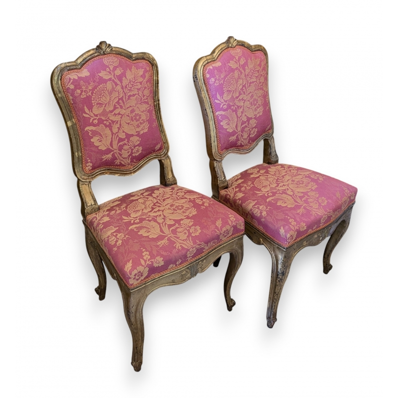 Paire de Chaises italiennes dorées