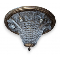 Plafonnier en bronze à cristaux