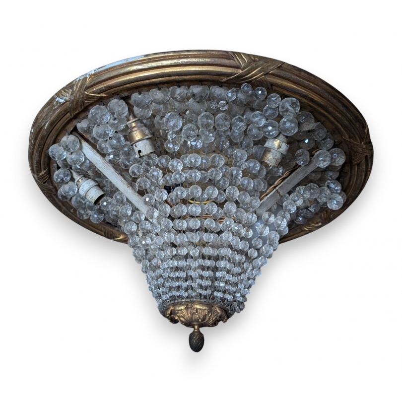 Plafonnier en bronze à cristaux