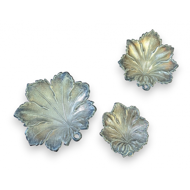 Lot de 3 vide-poches "Vigne" en argent