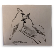 Gravure "Deux jaseurs" signée monogrammée R.H.
