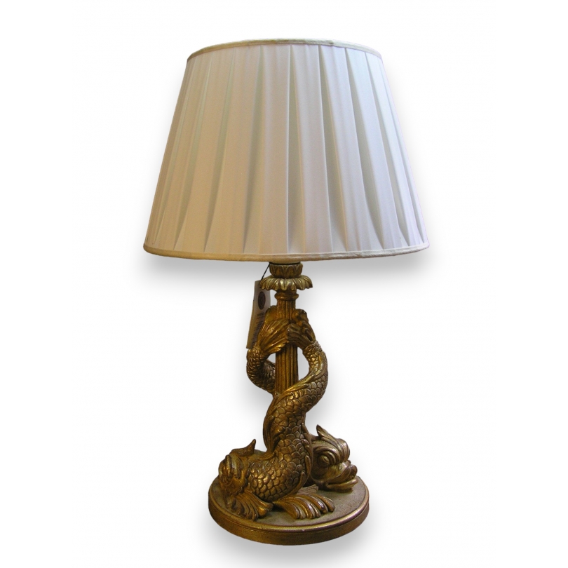  Lampe en bois doré et argenté avec sur  Moinat SA  - Antiquités décoration