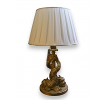 Lampe en bois doré et argenté