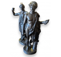 Paire de sculptures A l'antique en plâtre noir