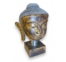 Tête de bouddha laquée dorée
