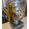 Tête de bouddha laquée dorée