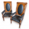 Paire de fauteuils monumentaux cuir noir