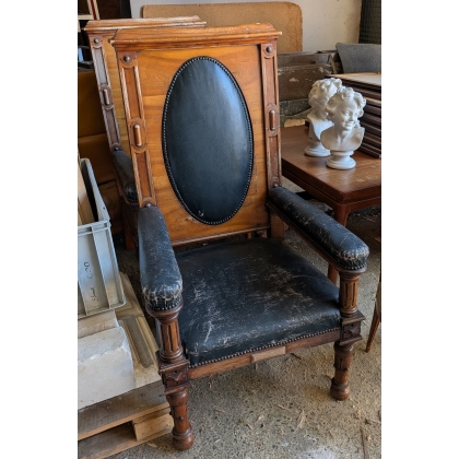 Paire de fauteuils monumentaux cuir noir