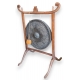 Gong chinois en métal, support en bois