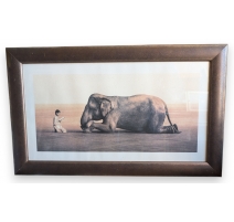 Tirage encadré "Enfant et éléphant" de COLBERT