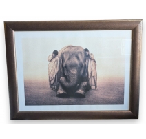 Tirage encadré "Enfants et éléphant" de COLBERT