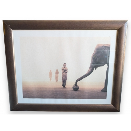 Framed print of "Children and an Elephant" by COLBERT