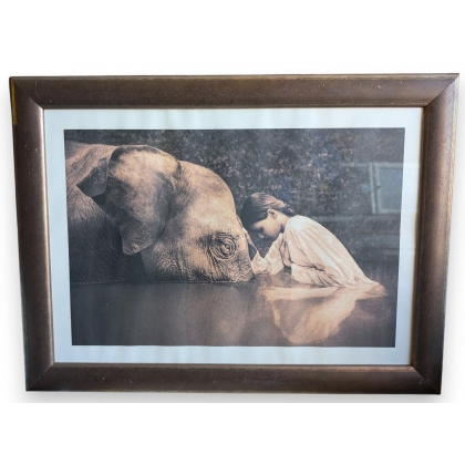 Framed print of "Girl and Elephant" by COLBERT