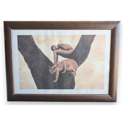 Framed print of "Child and Caracal" by COLBERT