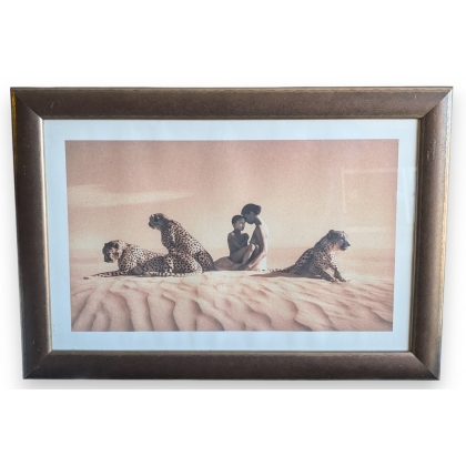 Framed print of "Woman and Cheetahs" by COLBERT