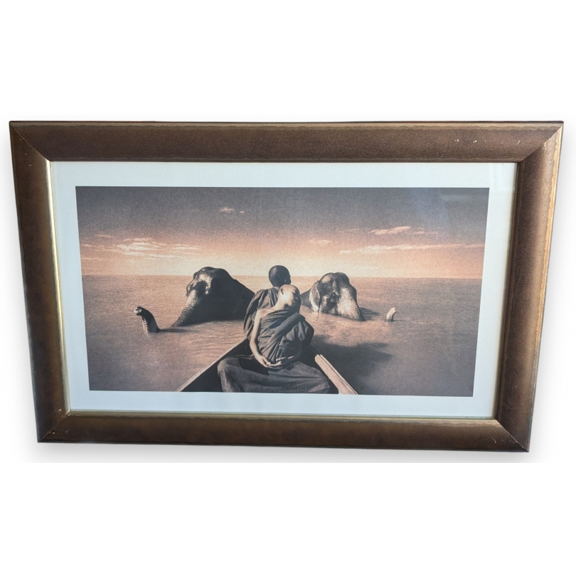 Framed print of "Children and Elephants" by COLBERT