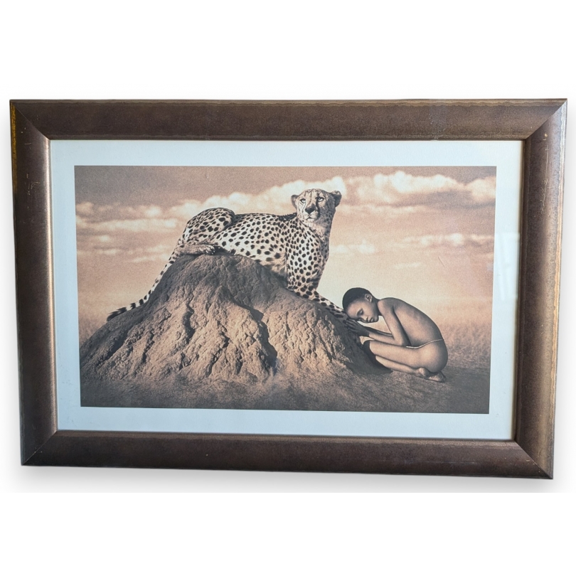 Framed print of "Child and Cheetah" by COLBERT