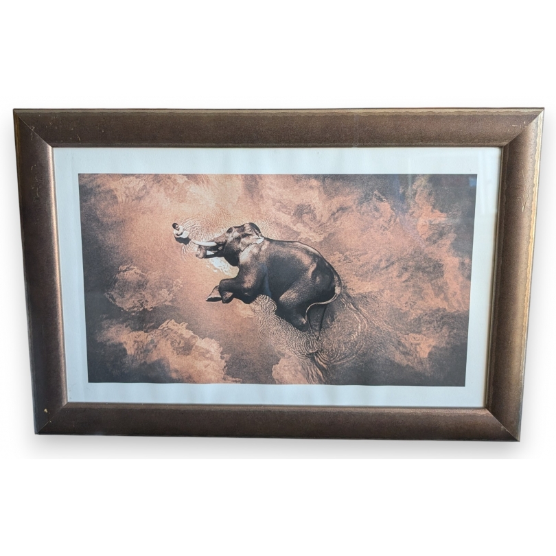 Tirage encadré "Femme et éléphant" de COLBERT