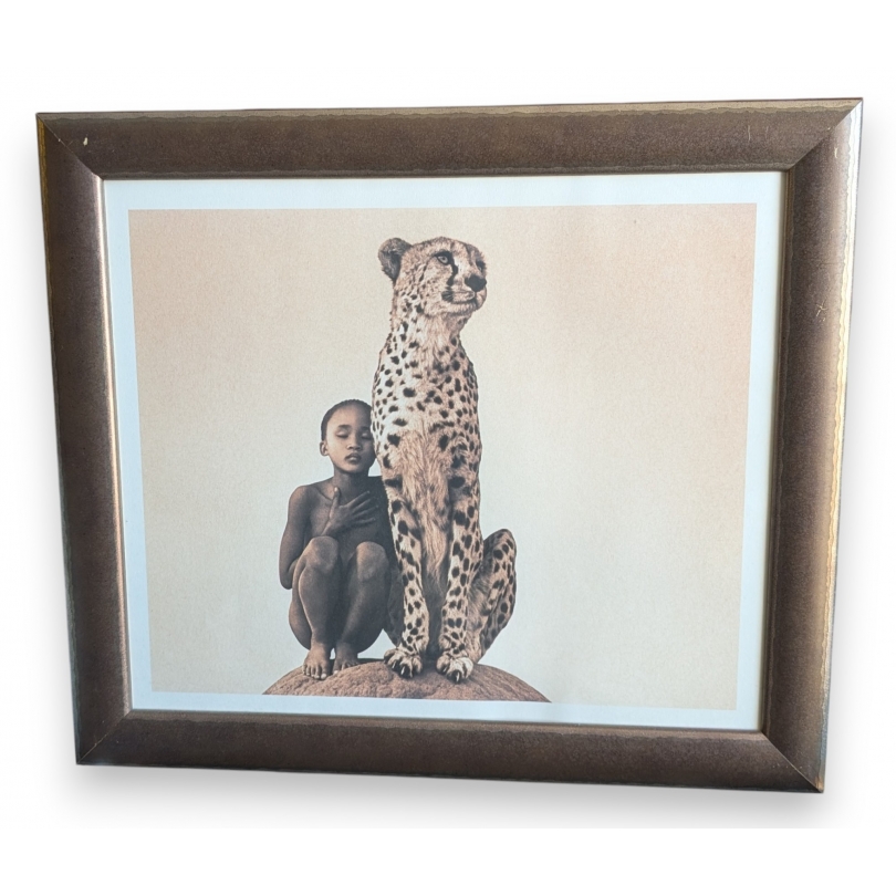 Framed print of "Child and Cheetah" by COLBERT