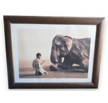 Tirage encadré "Enfant et éléphant" de COLBERT