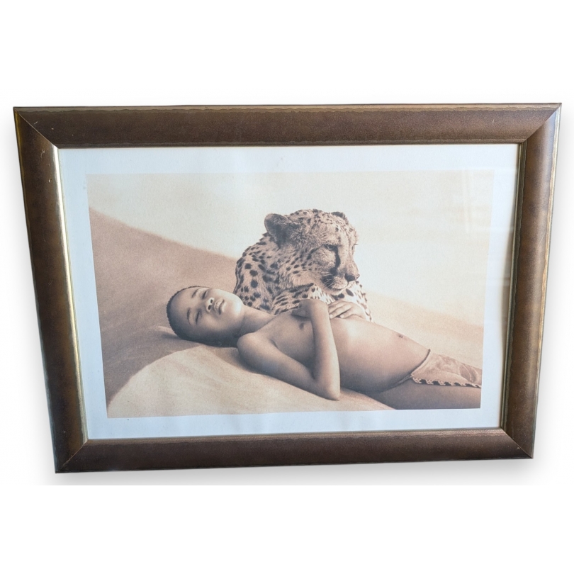 Framed print of "Child and Cheetah" by COLBERT