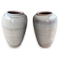 Paire de vases monumentaux en terre cuite vernissé