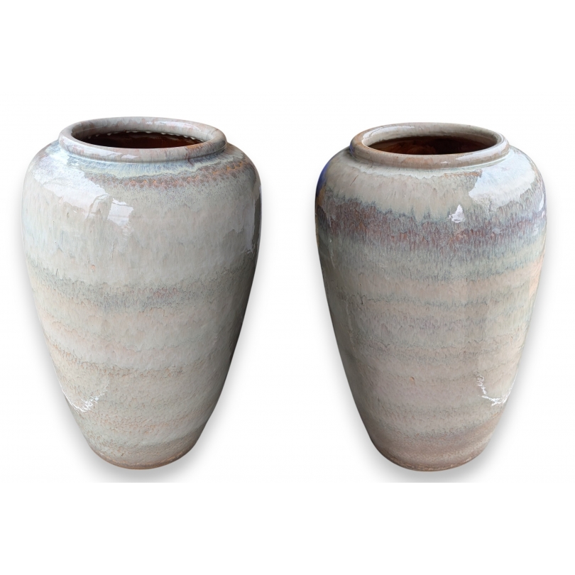 Paire de vases monumentaux en terre cuite vernissé