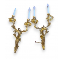 Paire d'appliques style Louis XV en bronze doré