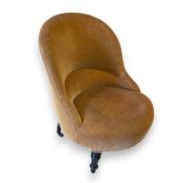Chaise crapaud, velours moutarde