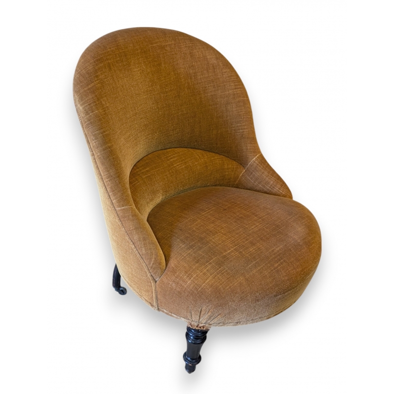 Chaise crapaud, velours moutarde