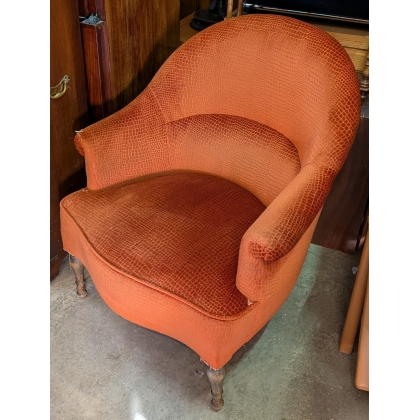 Fauteuil crapaud, velours orange