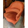 Fauteuil crapaud, velours orange