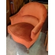 Fauteuil crapaud, velours orange