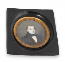 Miniature "Homme au manteau noir" signée PAGANINI