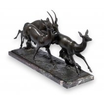Bronze "Course d'antilopes" signé E. SAROLDI