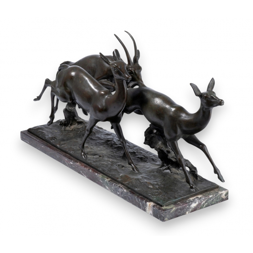 Bronze "Course d'antilopes" signé E. SAROLDI