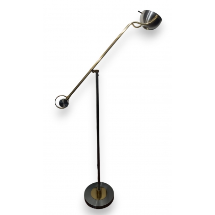 Lampadaire en laiton et métal chromé